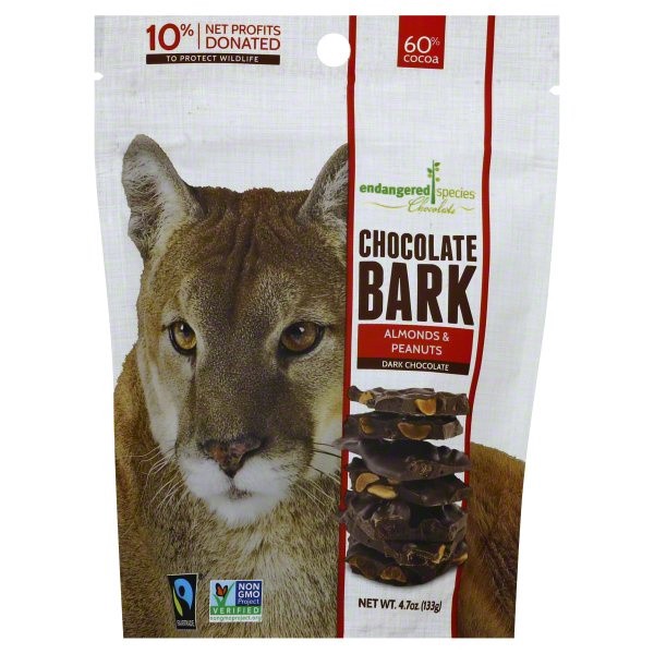 slide 1 of 1, Endangered Species Chocolate Almonds & Peanuts Dark Chocolate Bark, 4.7 oz