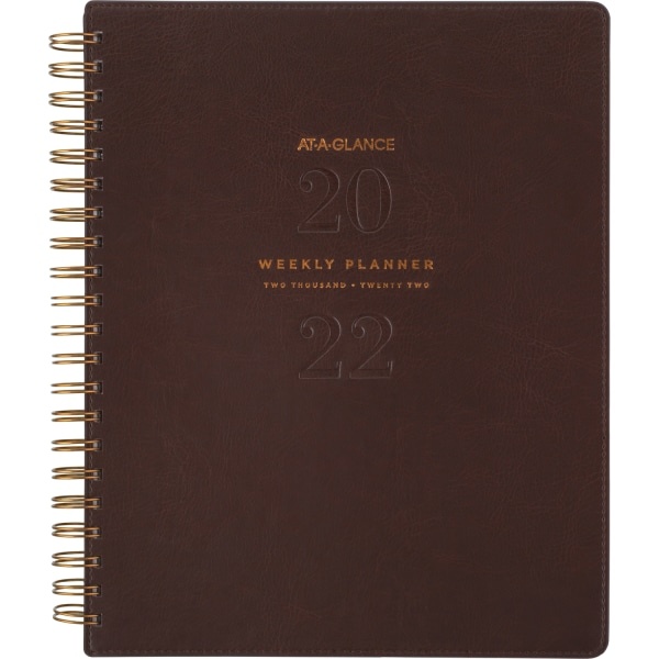 slide 1 of 4, At-A-Glance 13-Month Signature Collection Weekly/Monthly Planner, 8-1/2'' X 11'', Distressed Brown, January 2022 To January 2023, Yp90509, 1 ct