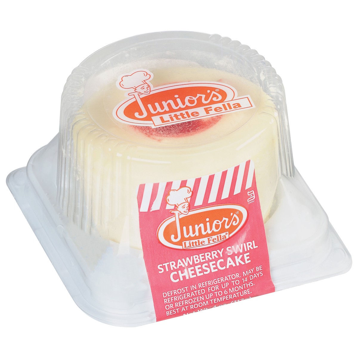 slide 3 of 9, Junior's Little Fella Strawberry Swirl Cheesecake - 4 oz, 4 oz
