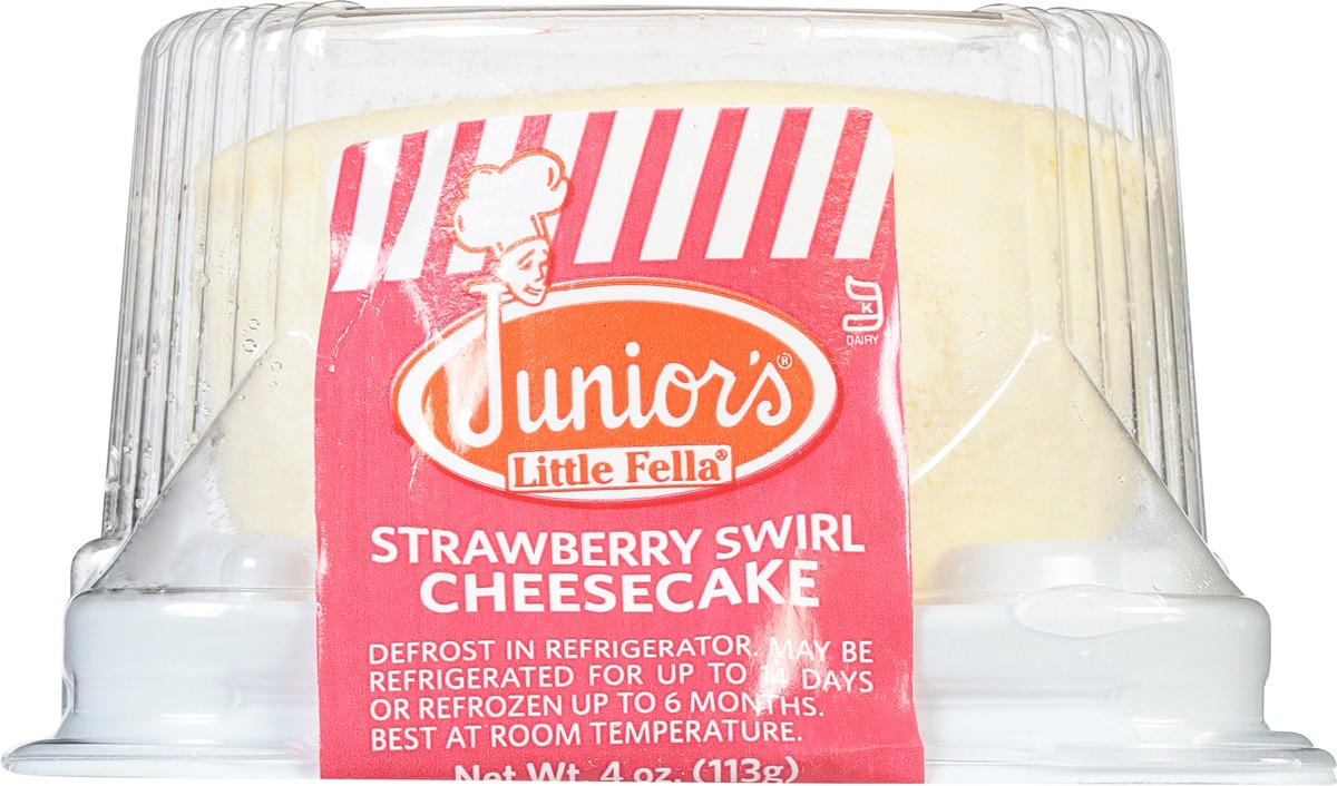 slide 5 of 9, Junior's Little Fella Strawberry Swirl Cheesecake - 4 oz, 4 oz