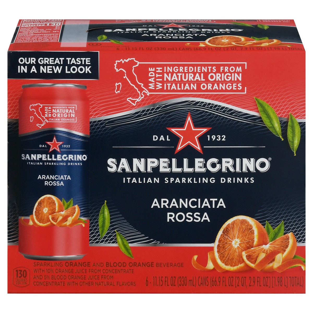 slide 1 of 9, San Pellegrino Aranciata Rossa Blood Orange Italian Sparkling Drink 11.15 oz Cans, 66.9 oz