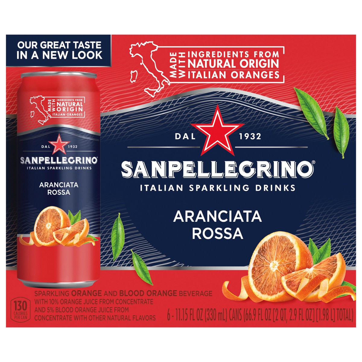 slide 1 of 9, San Pellegrino Aranciata Rossa Blood Orange Italian Sparkling Drink - 66.9 oz, 6 ct; 11.15 fl oz