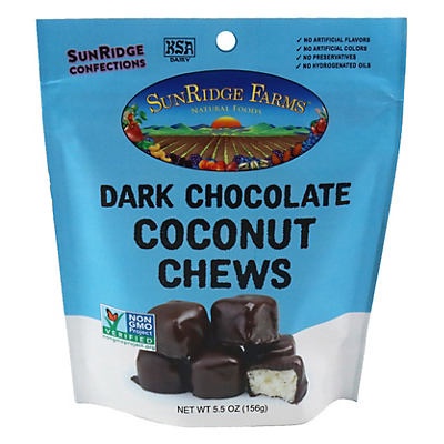 slide 1 of 1, SunRidge Farms Dark Chocolate Coconut Chews, 5.5 oz