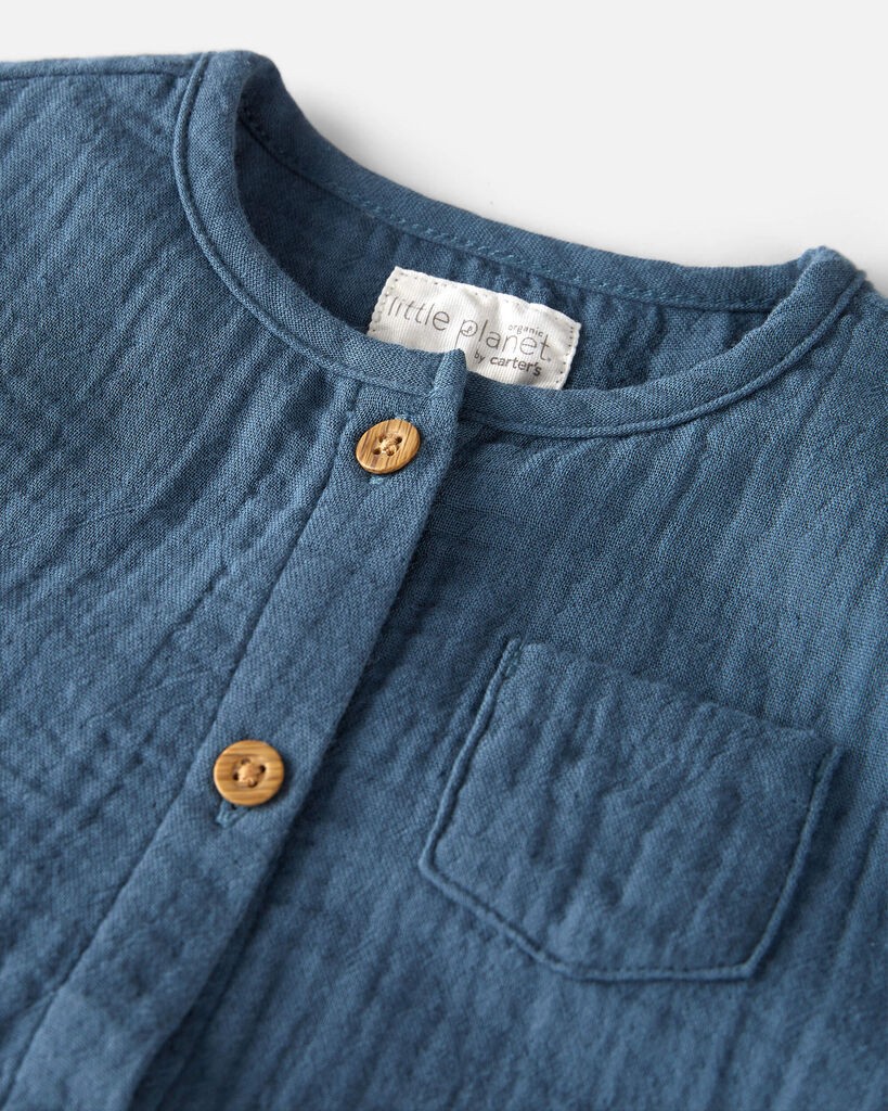 slide 3 of 3, Littleplanet Baby Organic Cotton Gauze Jumpsuit Deep Teal NB, 1 ct