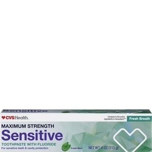 slide 1 of 1, CVS Health Maximum Strength Sensitive Toothpaste With Fluoride, Fresh Mint, 4 oz; 113 gram