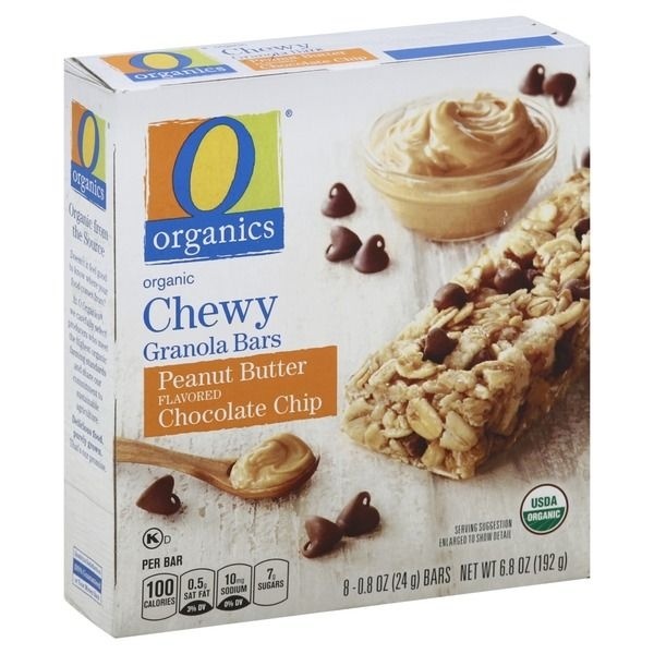 slide 1 of 1, O Organics Granola Bars, Organic, Peanut Butter Flavored Chocolate Chip, Chewy, 8 ct