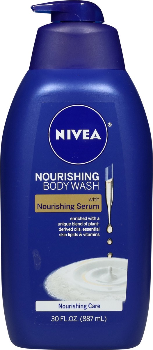 slide 7 of 12, Nivea Nourishing Care Body Wash with Nourishing Serum, Moisturizing Body Wash, 30 Fl Oz Bottle, 30 fl oz