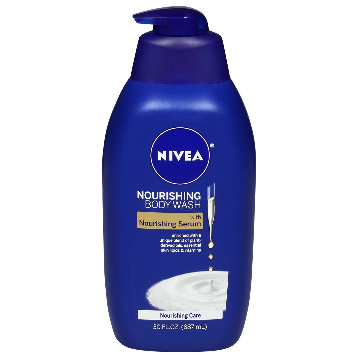 slide 2 of 12, Nivea Nourishing Care Body Wash with Nourishing Serum, Moisturizing Body Wash, 30 Fl Oz Bottle, 30 fl oz