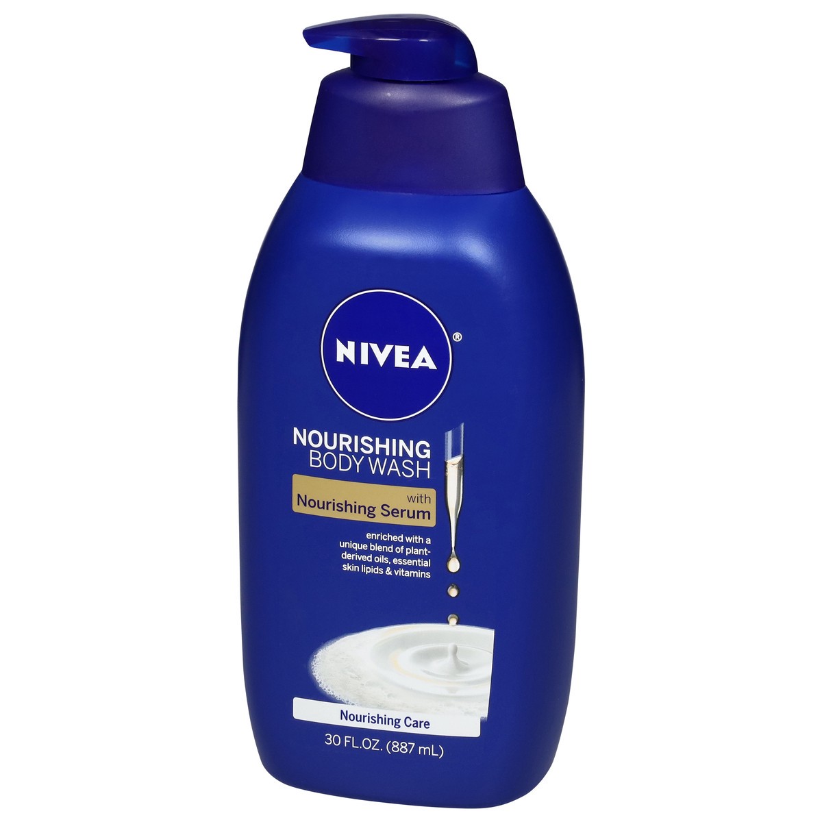 slide 8 of 12, Nivea Nourishing Care Body Wash with Nourishing Serum, Moisturizing Body Wash, 30 Fl Oz Bottle, 30 fl oz
