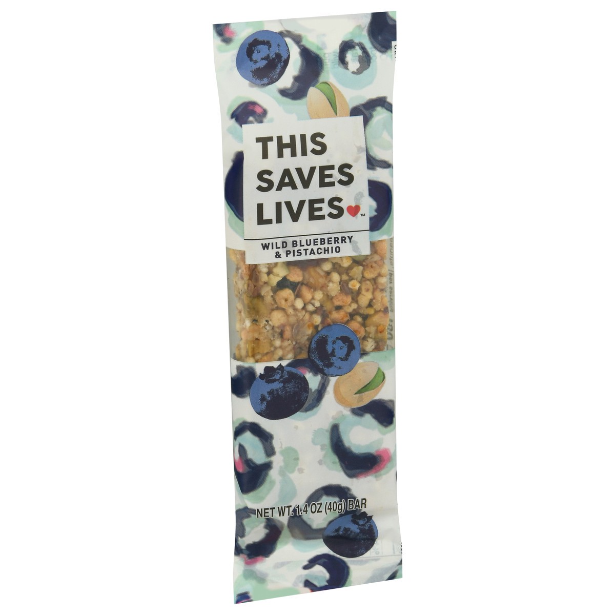 slide 2 of 9, This Saves Lives Wild Blueberry & Pistachio Bar 1.4 oz Bag, 1.4 oz