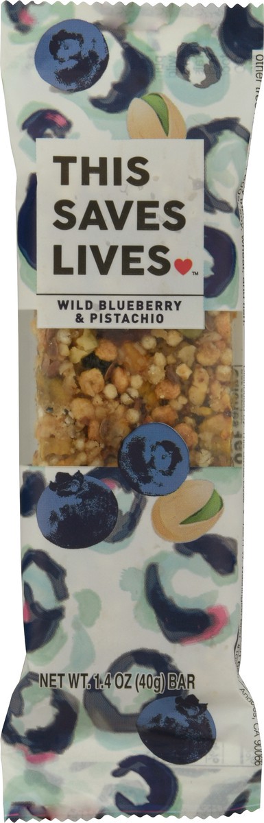 slide 6 of 9, This Saves Lives Wild Blueberry & Pistachio Bar 1.4 oz Bag, 1.4 oz