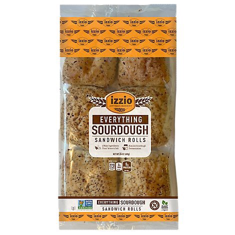 slide 1 of 1, Izzio Everything Sourdough Sandwich Rolls - 24 OZ, 24 oz