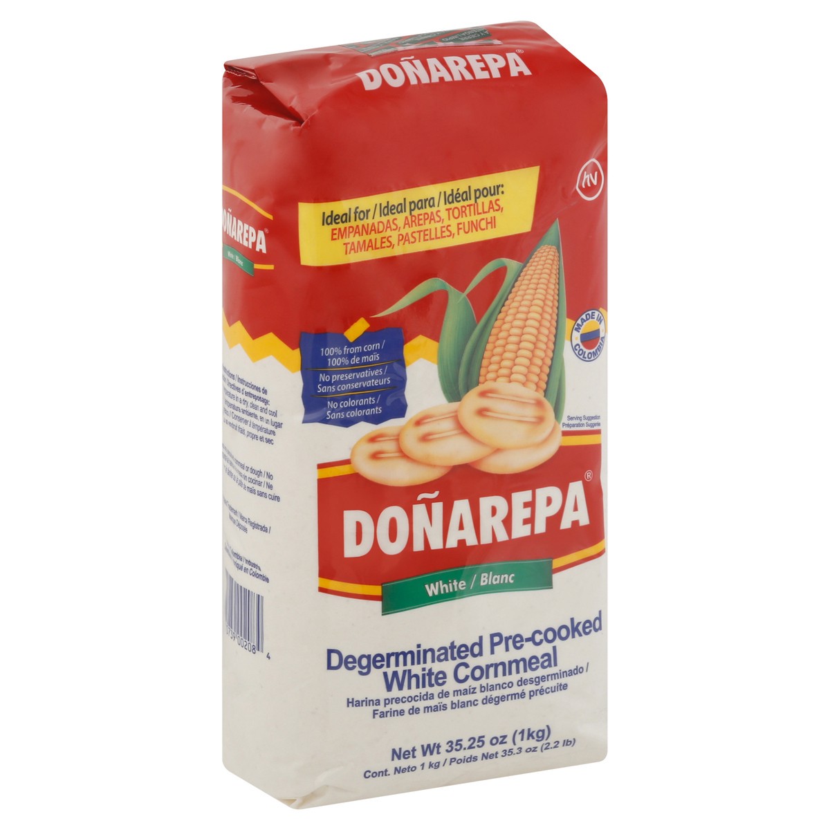 slide 5 of 9, Doñarepa Pre-Cooked Degerminated White Cornmeal 35.25 oz, 35.25 oz