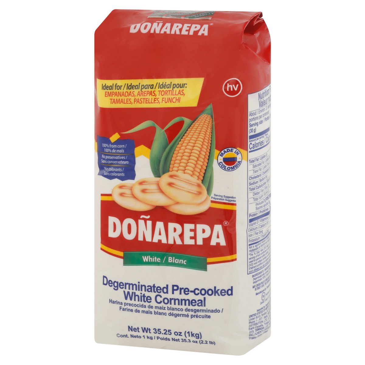 slide 4 of 9, Doñarepa Pre-Cooked Degerminated White Cornmeal 35.25 oz, 35.25 oz