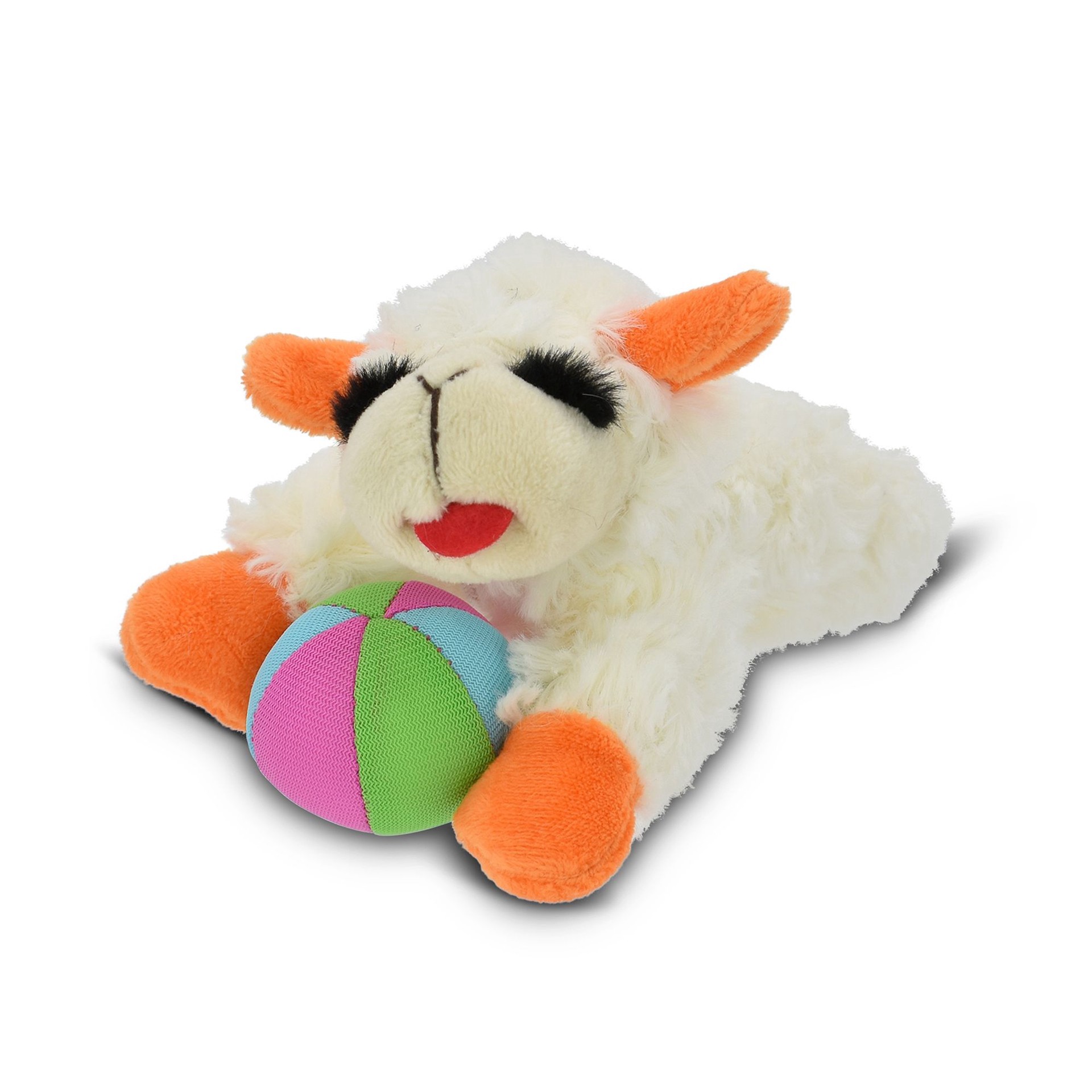 slide 1 of 1, Multipet Lamb Chop W/ Beach Ball Squeaker Plush Dog Toy, SM
