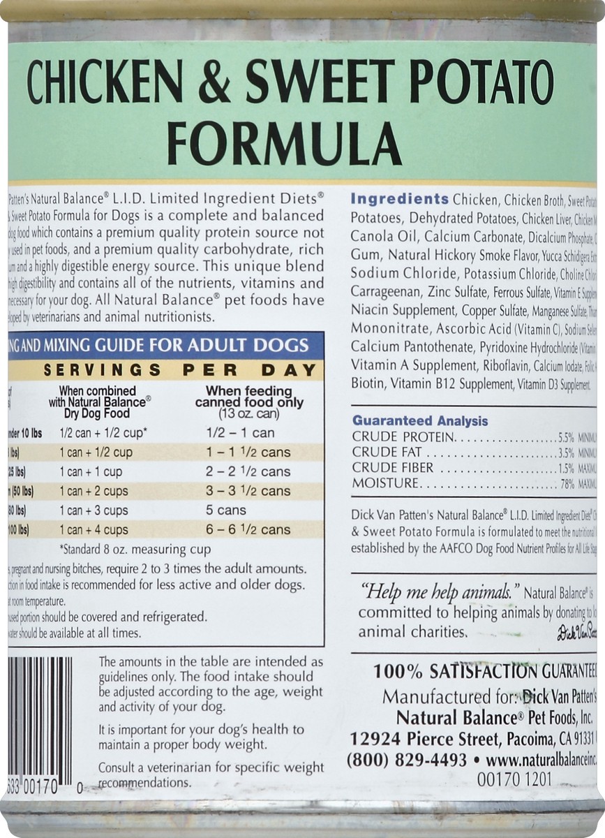 slide 6 of 6, Natural Balance L.I.D. Chicken & Sweet Potato Formula Canned Dog Food, 13 oz