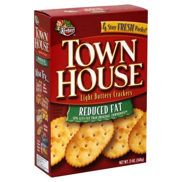 slide 1 of 1, Town House Reduced Fat Light Buttery Crackers, 13 oz