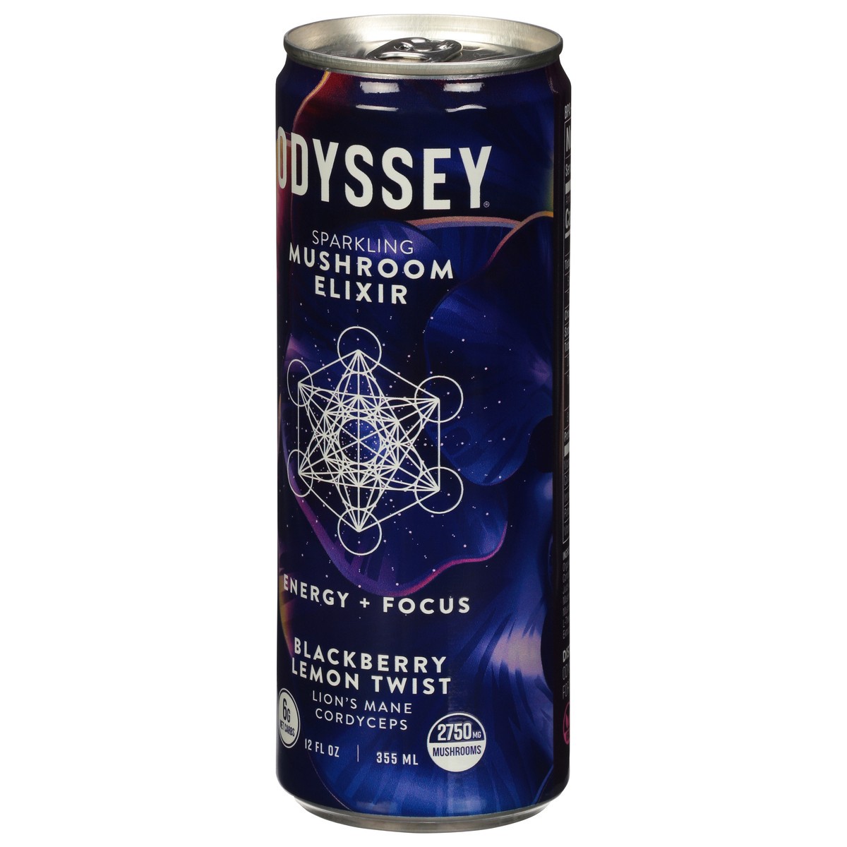 slide 6 of 9, Odyssey Energy + Focus Sparkling Blackberry Lemon Twist Mushroom Elixir - 12 fl oz, 1 ct