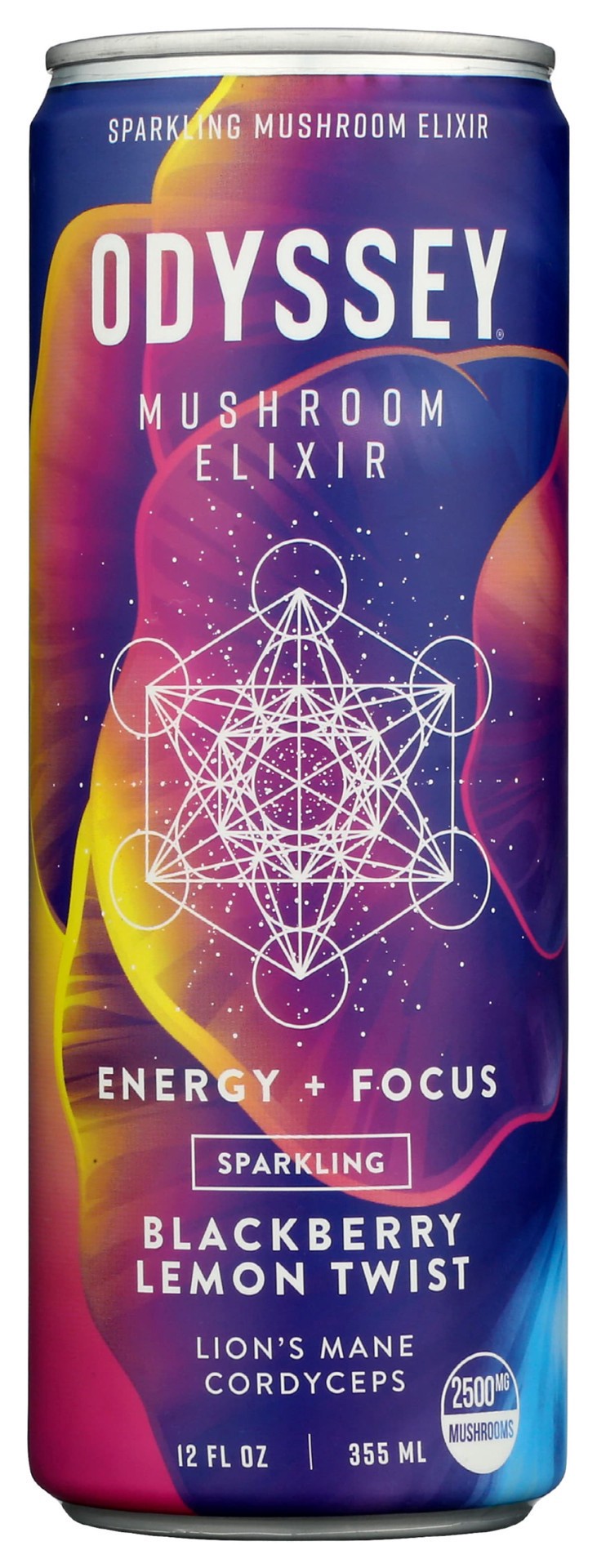 slide 1 of 9, Odyssey Energy + Focus Sparkling Blackberry Lemon Twist Mushroom Elixir - 12 fl oz, 1 ct