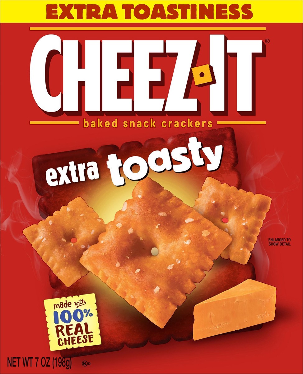 slide 3 of 14, Cheez-It Cheese Crackers, Baked Snack Crackers, Office and Kids Snacks, Extra Toasty, 7oz Box, 1 Box, 7 oz