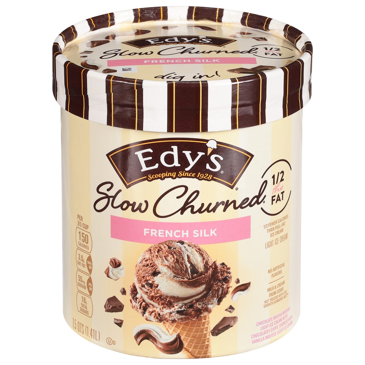 slide 1 of 9, Edy's Slow Churned Light French Silk Ice Cream 1.5 qt, 1.5 qt