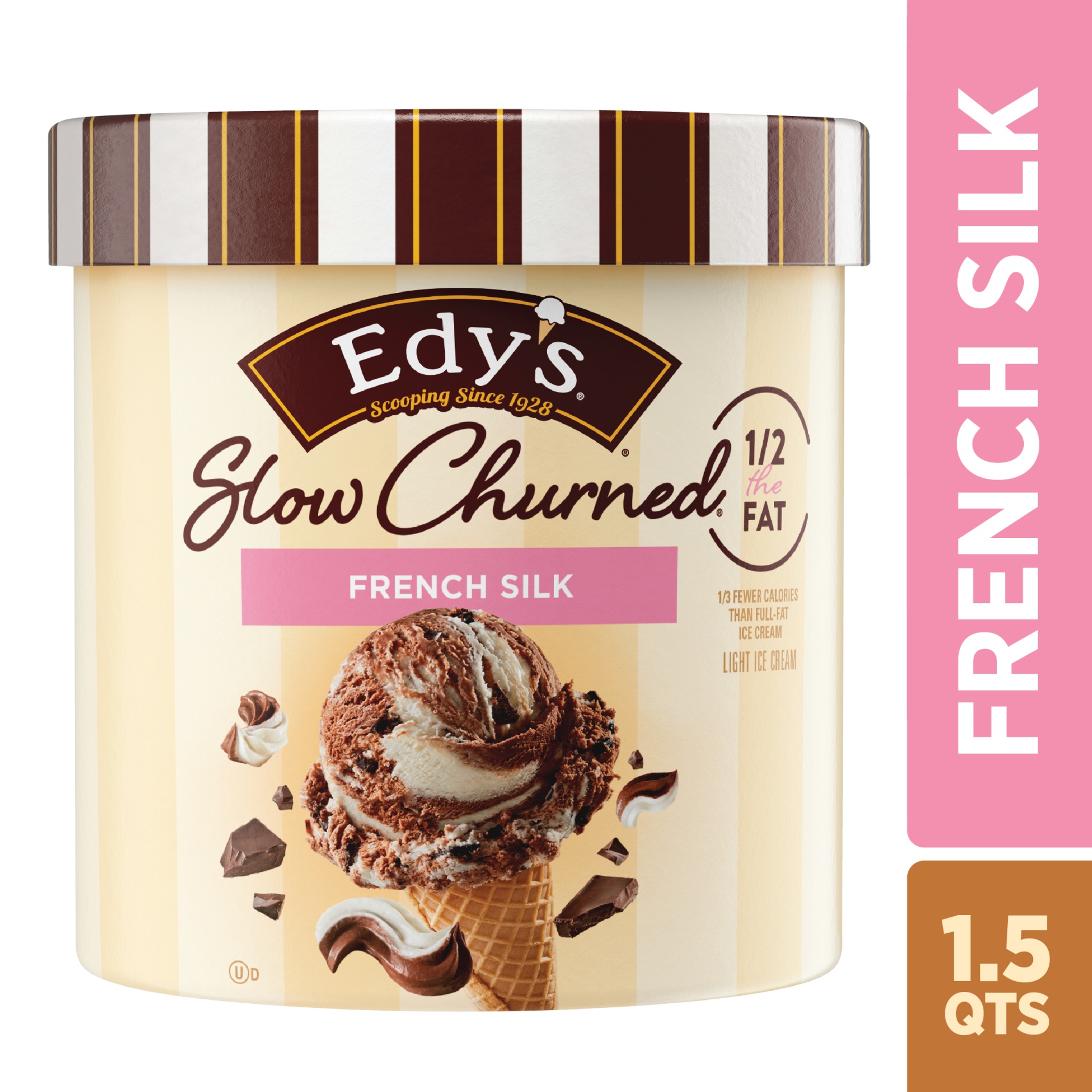 slide 1 of 7, Edy's Slow Churned French Silk Light Ice Cream, 1.5 qt