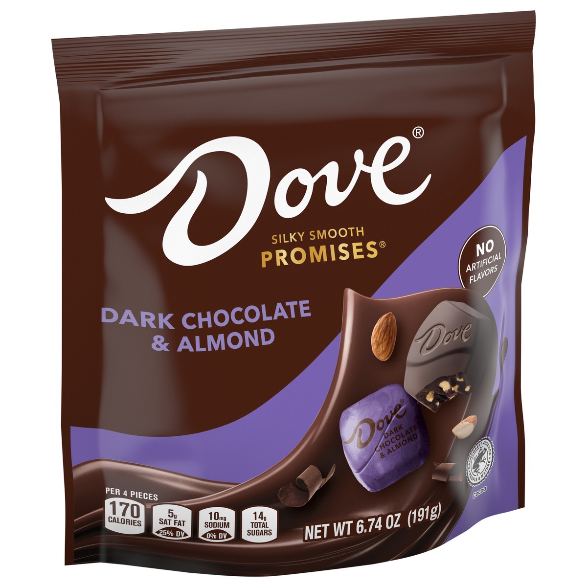 slide 2 of 4, DOVE PROMISES, Dark Chocolate Almond Candy, 6.74 Oz Bag, 6.74 oz