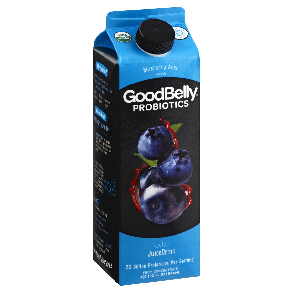 slide 10 of 13, GoodBelly Probiotics Blueberry Acai Flavor Juice Drink 1 qt, 1 qt