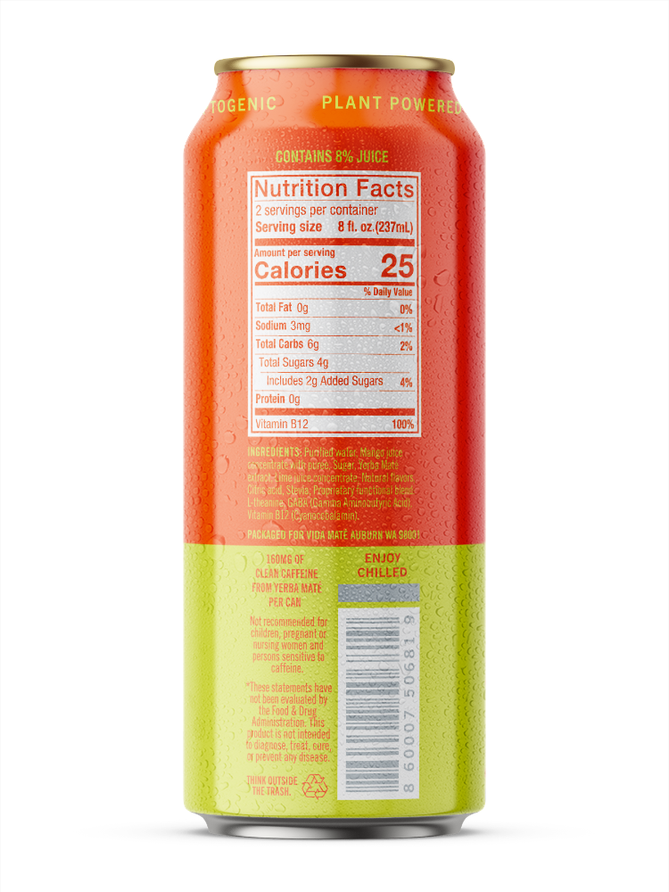 slide 3 of 3, Vida Mate Mango Lime Energy Drink - 16 fl oz, 16 fl oz