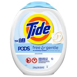Tide PODS Free & Gentle Laundry Detergent Soap Pacs, 112 Count, Tide PODS Laundry Detergent, Laundry Detergent Pacs, Laundry PODS Detergent