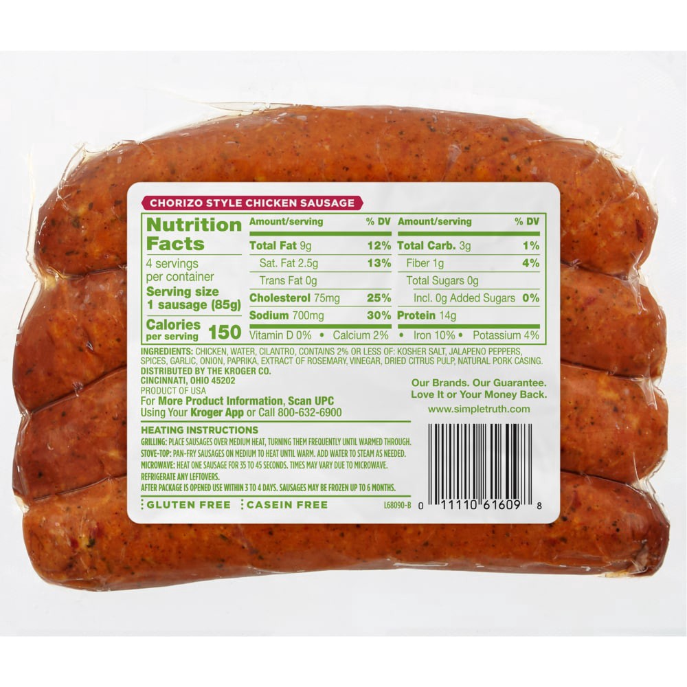 slide 2 of 2, Simple Truth Chorizo Style Chicken Sausage, 12 oz