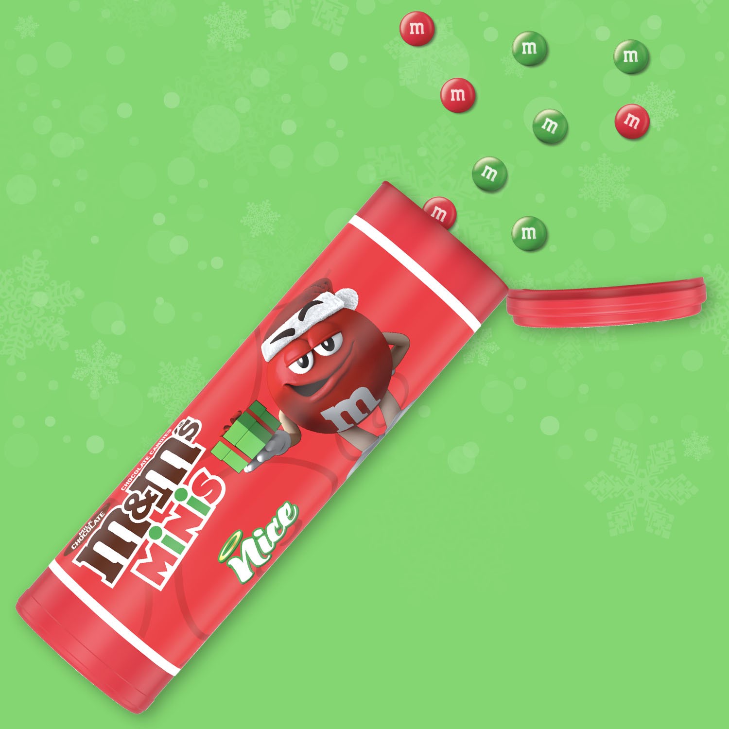 slide 5 of 5, M&M's Holiday Milk Chocolate Minis Size Christmas Candy Tube, 1.08 oz, 1.08 oz