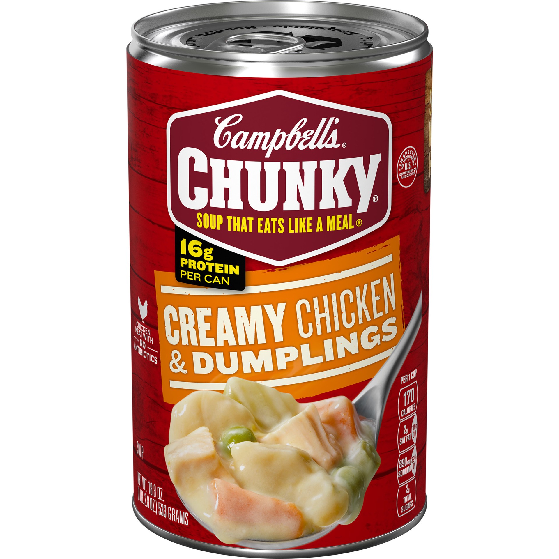 slide 1 of 5, Campbell's Chunky Soup, Creamy Chicken and Dumplings Soup, 18.8 Oz Can, 18.8 oz