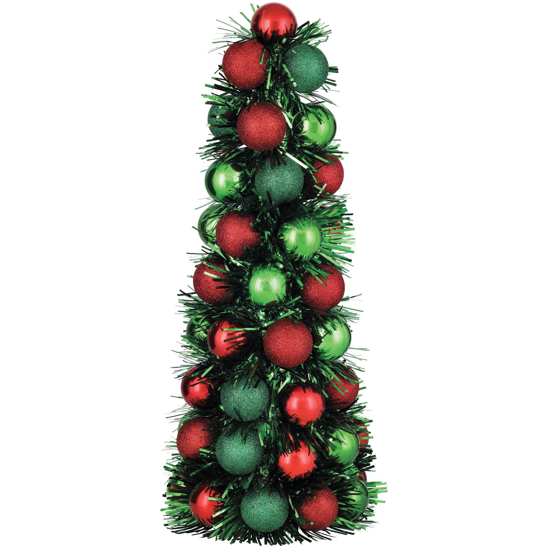 slide 1 of 1, FC Young 3D Tinsel Tabletop Bulb Christmas Tree - Red/Green, 1 ct