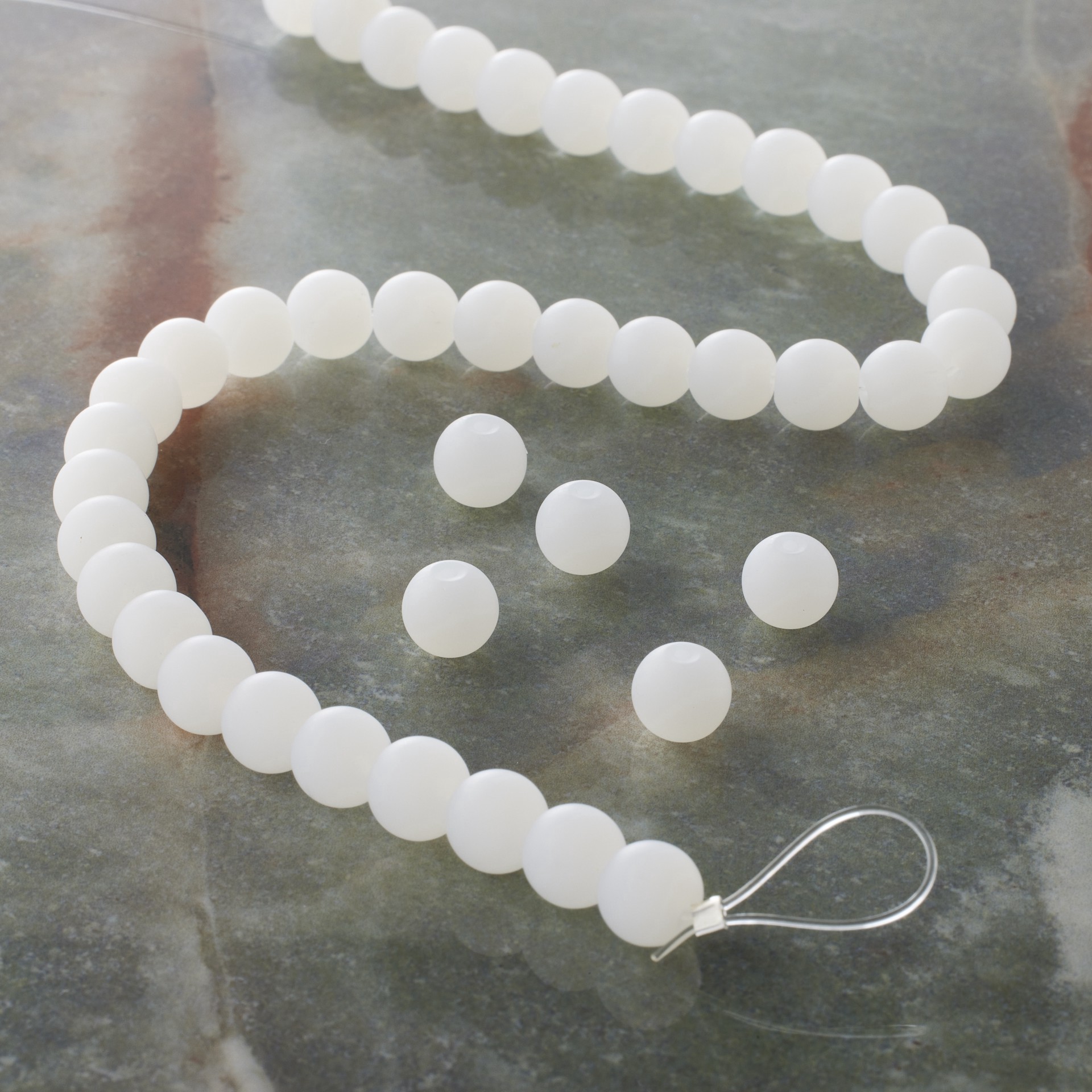 slide 2 of 3, Opaque White Glass Round Beads, 8mm By Bead Landing, 8mm