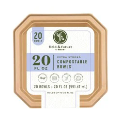Field & Future by H-E-B Extra Strong Compostable Paper Bowls, 20 Ounce