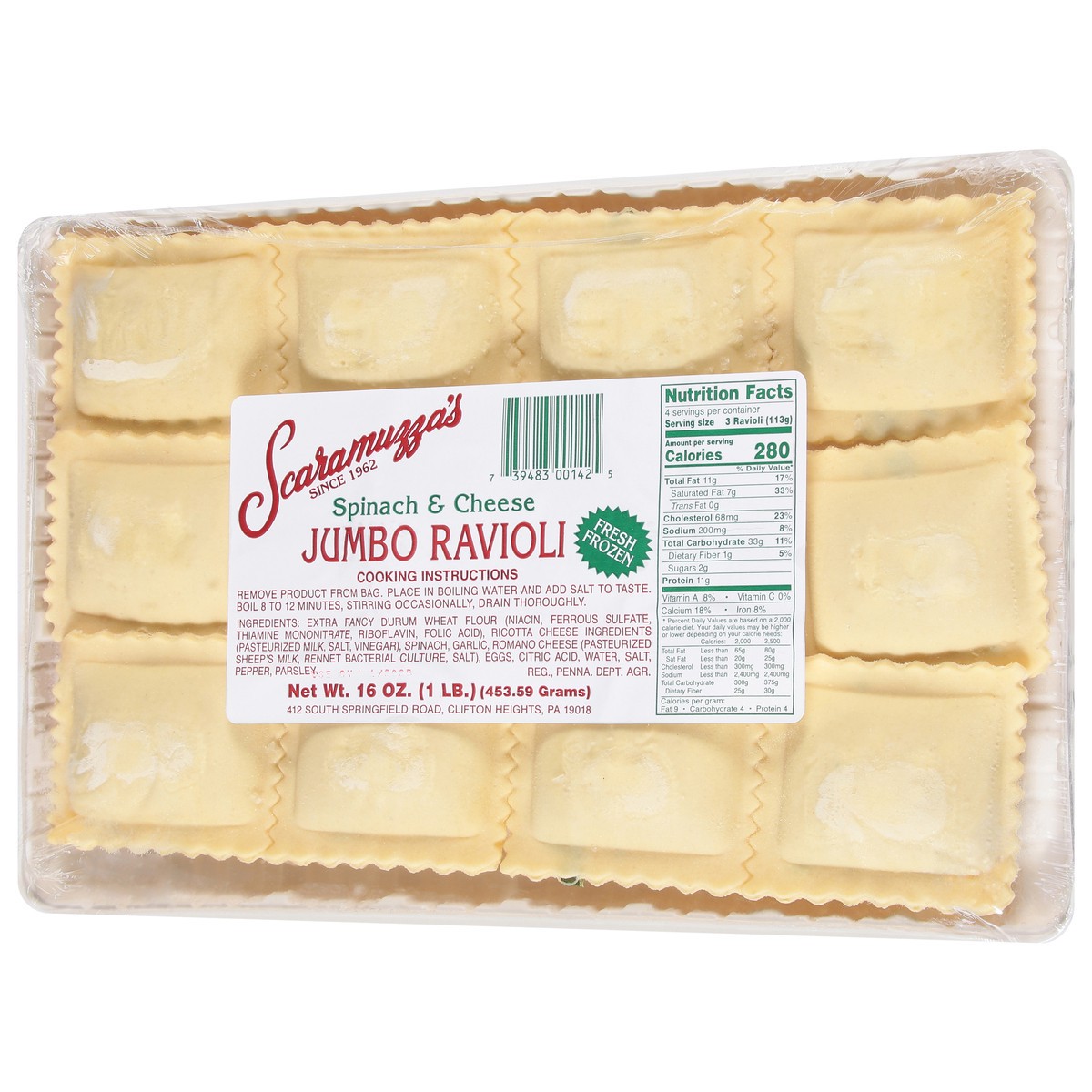 slide 5 of 13, Scaramuzza's Jumbo Spinach & Cheese Ravioli Jumbo 16 oz, 16 oz