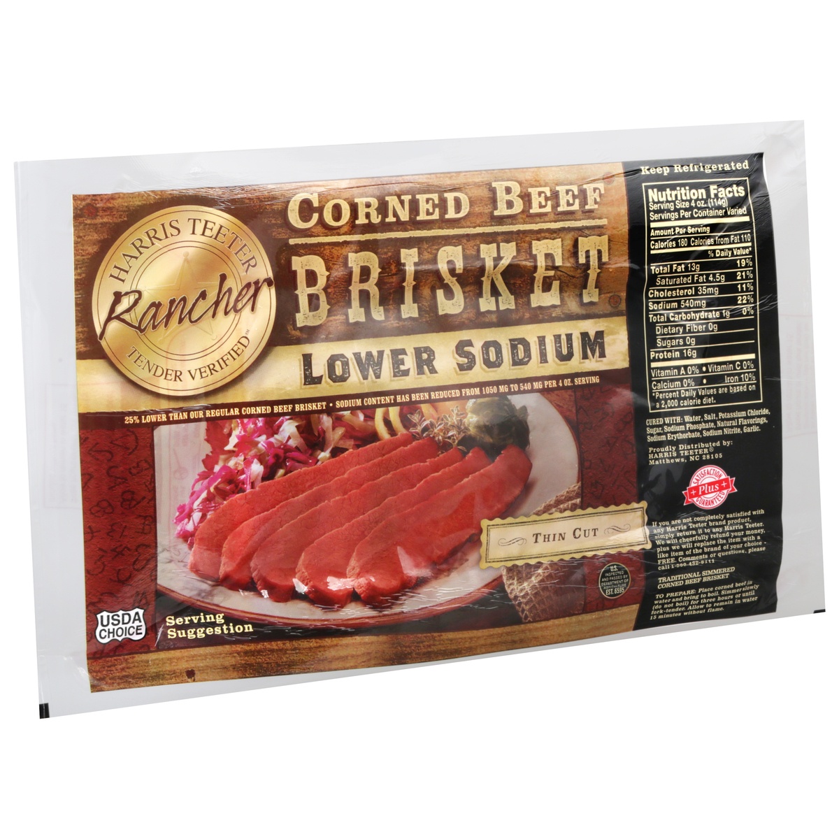 slide 1 of 1, Harris Teeter Rancher Corned Beef Brisket - Lower Sodium, per lb