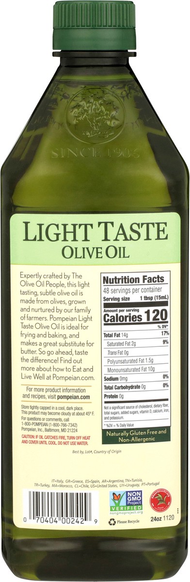 slide 2 of 9, Pompeian Extra Light Olive Oil, 24 oz