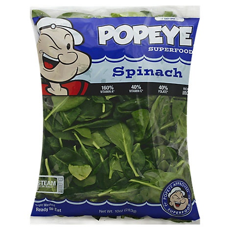 slide 1 of 1, Popeye Select Spinach, 10 oz