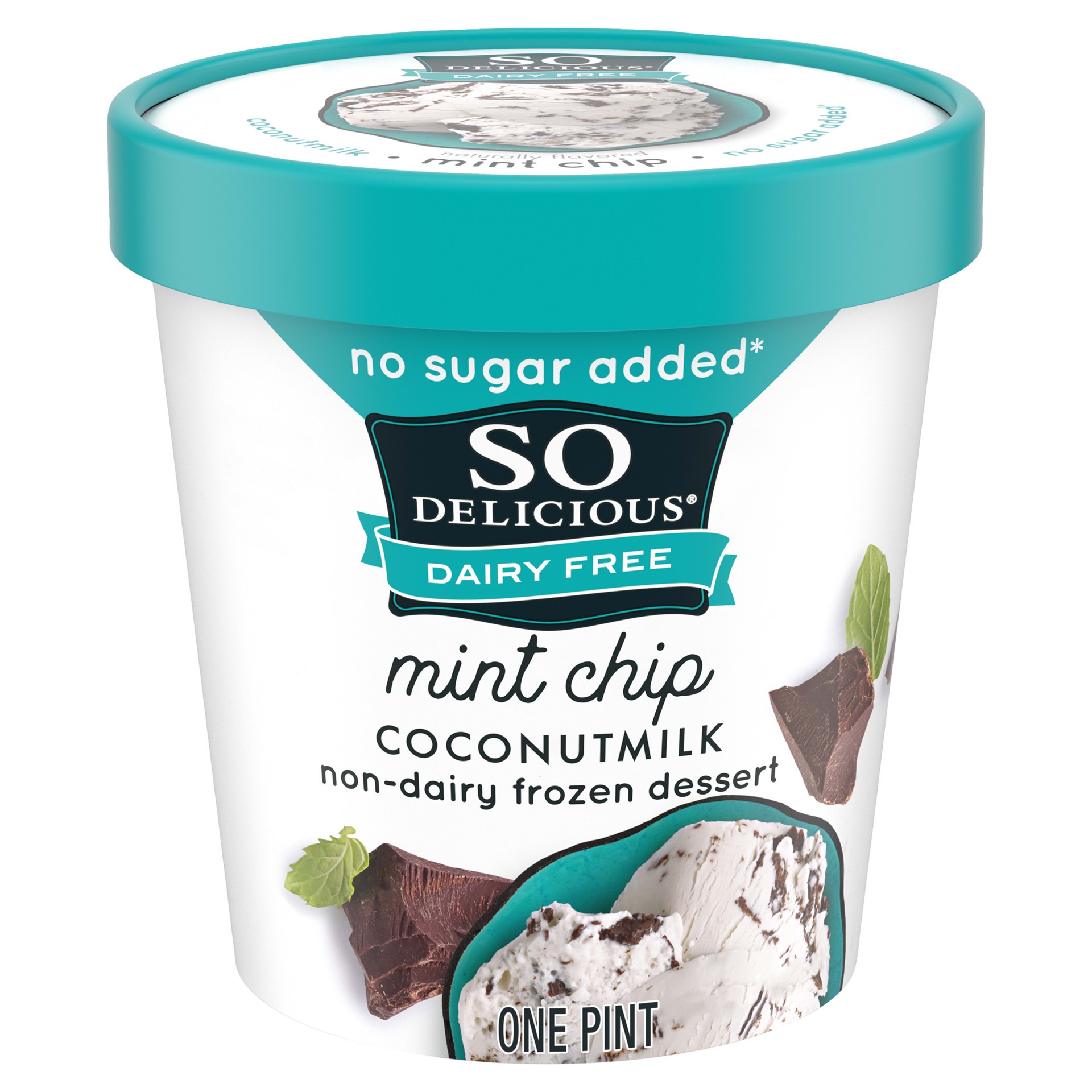 slide 1 of 5, So Delicious Dairy Free No Sugar Added Mint Chip Coconutmilk Frozen Dessert, 16 qt