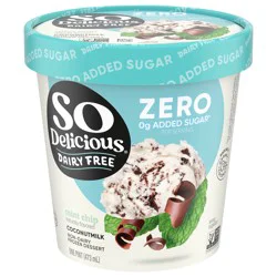 So Delicious ZERO Added Sugar Coconut Milk Frozen Dessert, Mint Chip, Dairy Free, Vegan Ice Cream Alternative, Non-GMO, Kosher, 1 Pint