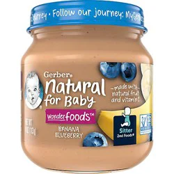 Gerber 2nd Foods Natural Banana Blueberry Baby Wonder Food Jar - 4 Oz