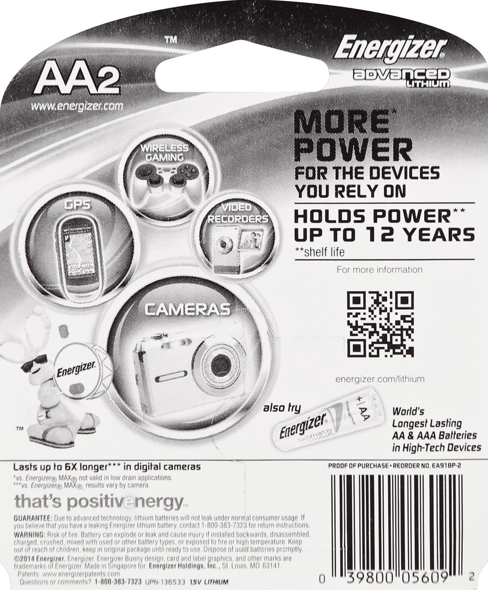 slide 3 of 3, Energizer Advanced Lithium AA Batteries, 2 ct