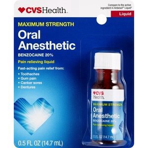 slide 1 of 1, CVS Health Oral Anesthetic, Benzocaine 20% Maximum Strength Pain Relieving Liquid, 1 ct