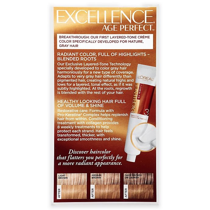 slide 2 of 3, L'Oréal excellence age perfect layeredtone flattering color 6 12g lightest soft golden brown, 1 ct