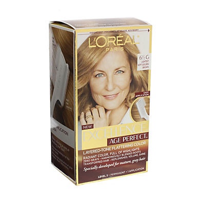 slide 1 of 3, L'Oréal excellence age perfect layeredtone flattering color 6 12g lightest soft golden brown, 1 ct