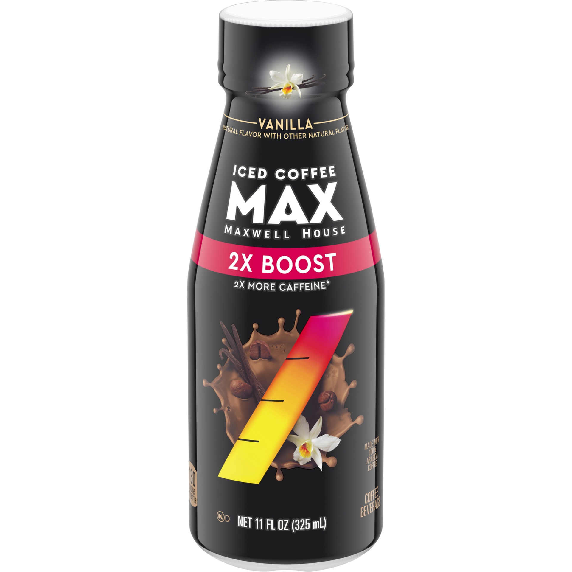 slide 1 of 6, Maxwell House Max Boost Vanilla Iced Coffee Beverage with 2X More Caffeine Bottle, 11 oz