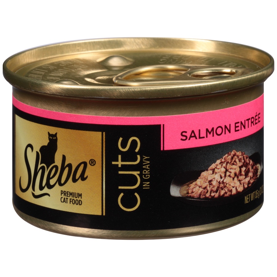 slide 1 of 9, Sheba Cuts in Gravy Salmon Entree Premium Cat Food, 3 oz