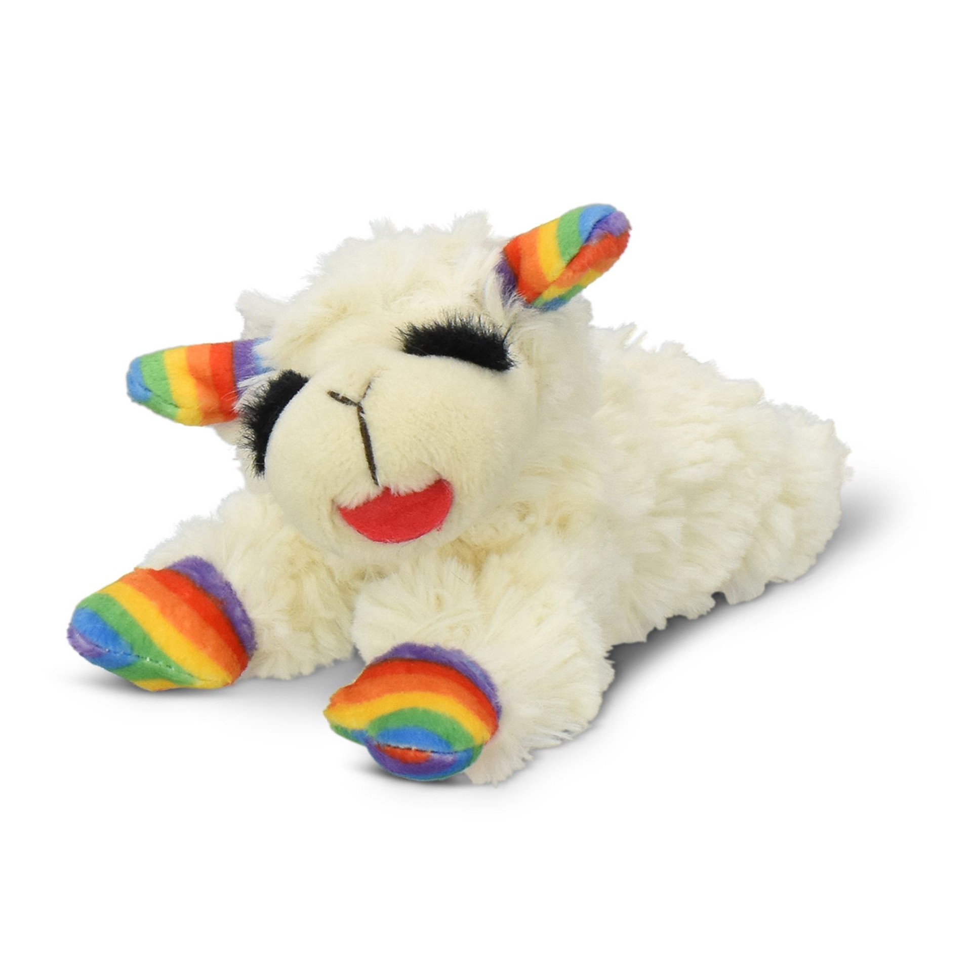 slide 1 of 1, Multipet Lamb Chop W/ Rainbow Pattern Squeaker Plush Dog Toy, SM